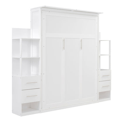 Murphy Wall Bed With Shelves, Drawers And LED Lights