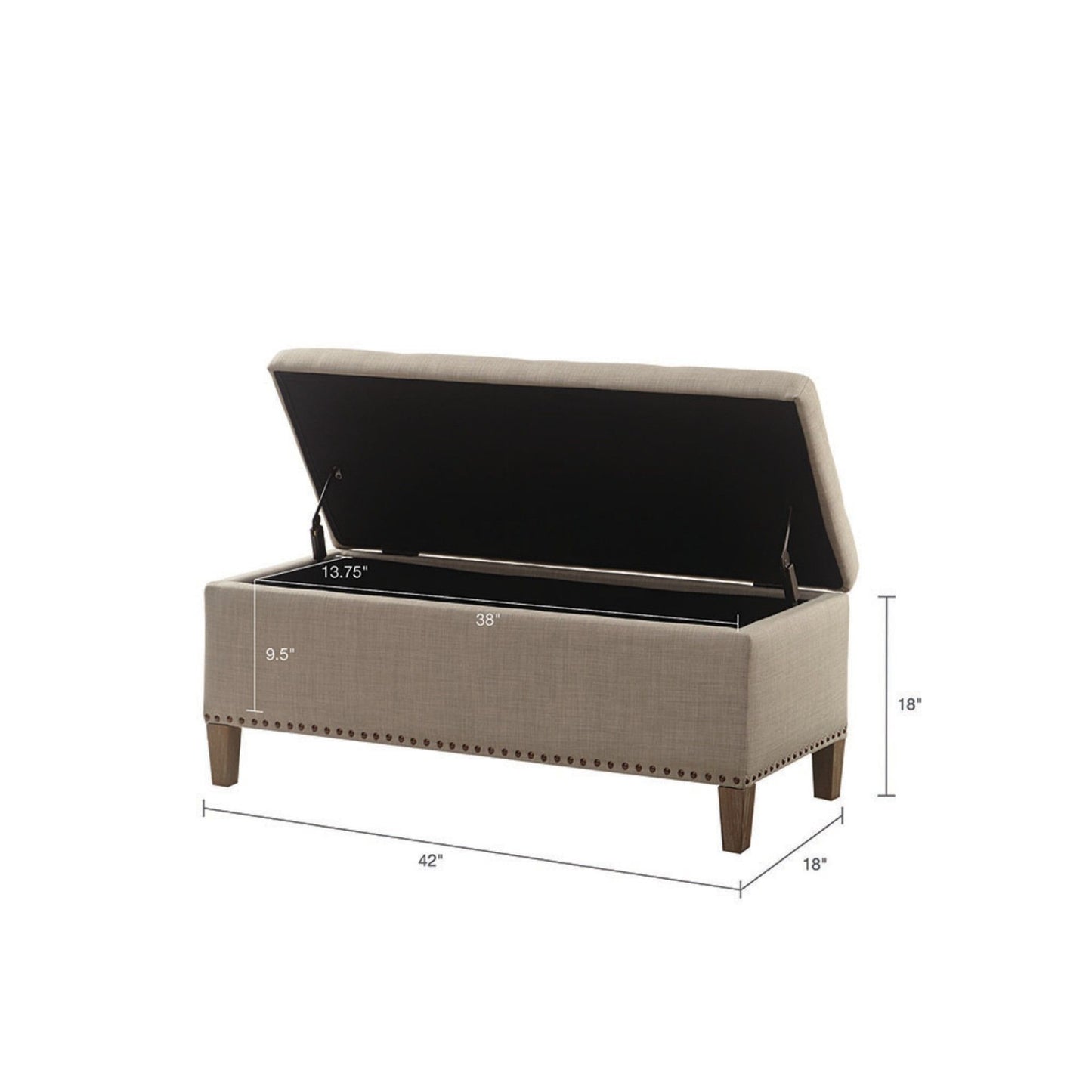 Modern Tufted Top Soft Close Storage Bench With Button Detailing - Light Gray