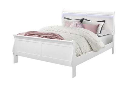 Charlston - Modern Sleigh Design Bed With LED