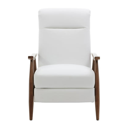 Solaris - Wood Arm Push Back Recliner Comfortable Chair With Accents - White