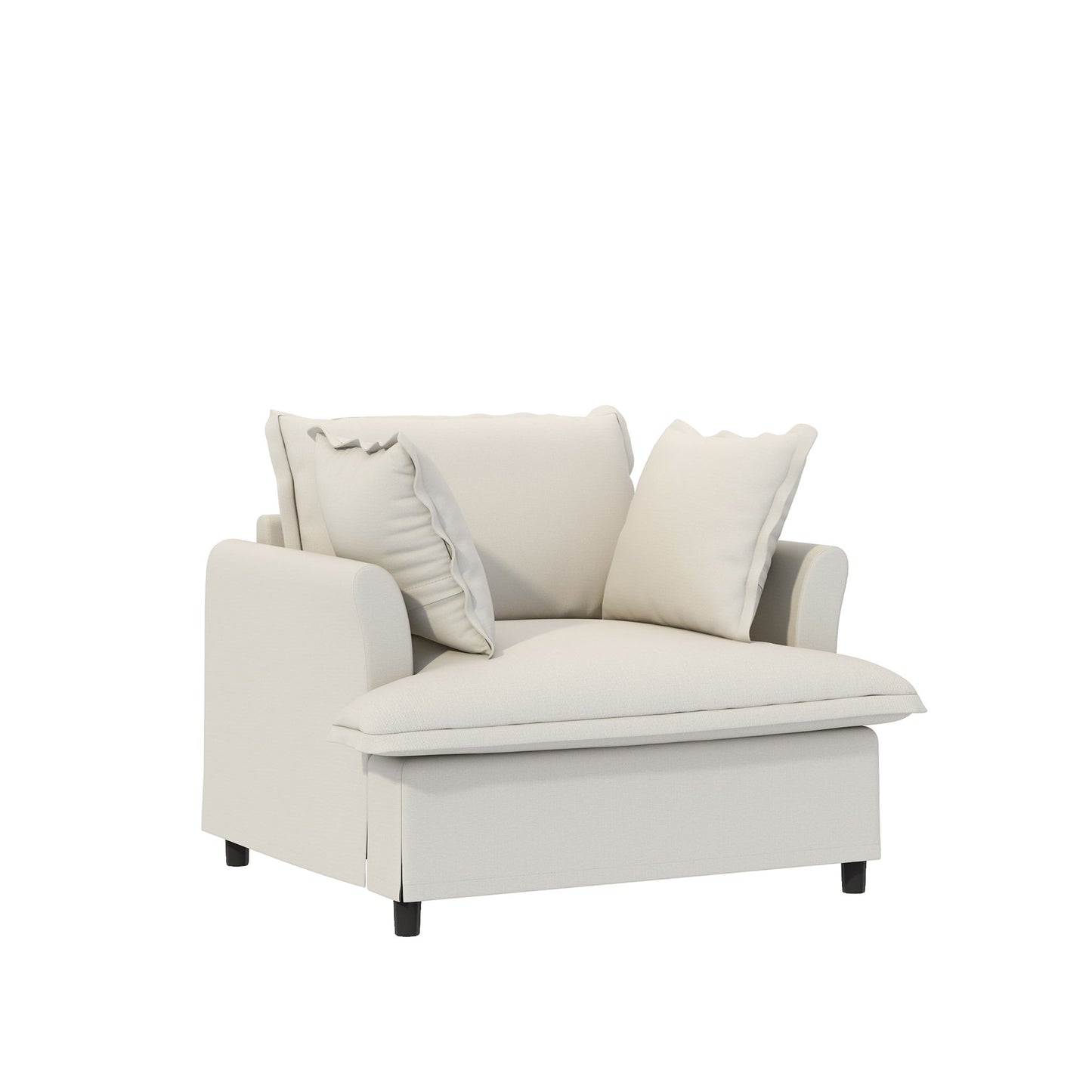 Living Room Set Modular Sectional Couch, Upholstered Sofa & Armchair & Movable Ottoman