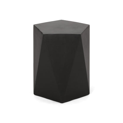Side Table With Geometric Design - Black