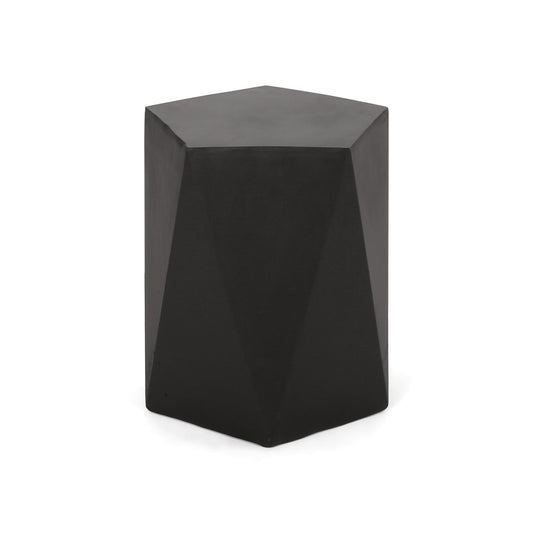 Side Table With Geometric Design - Black