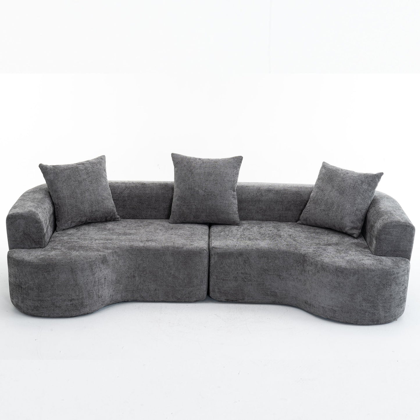Modern Style Ultra Smooth Curved Sofa With 3 Pillows