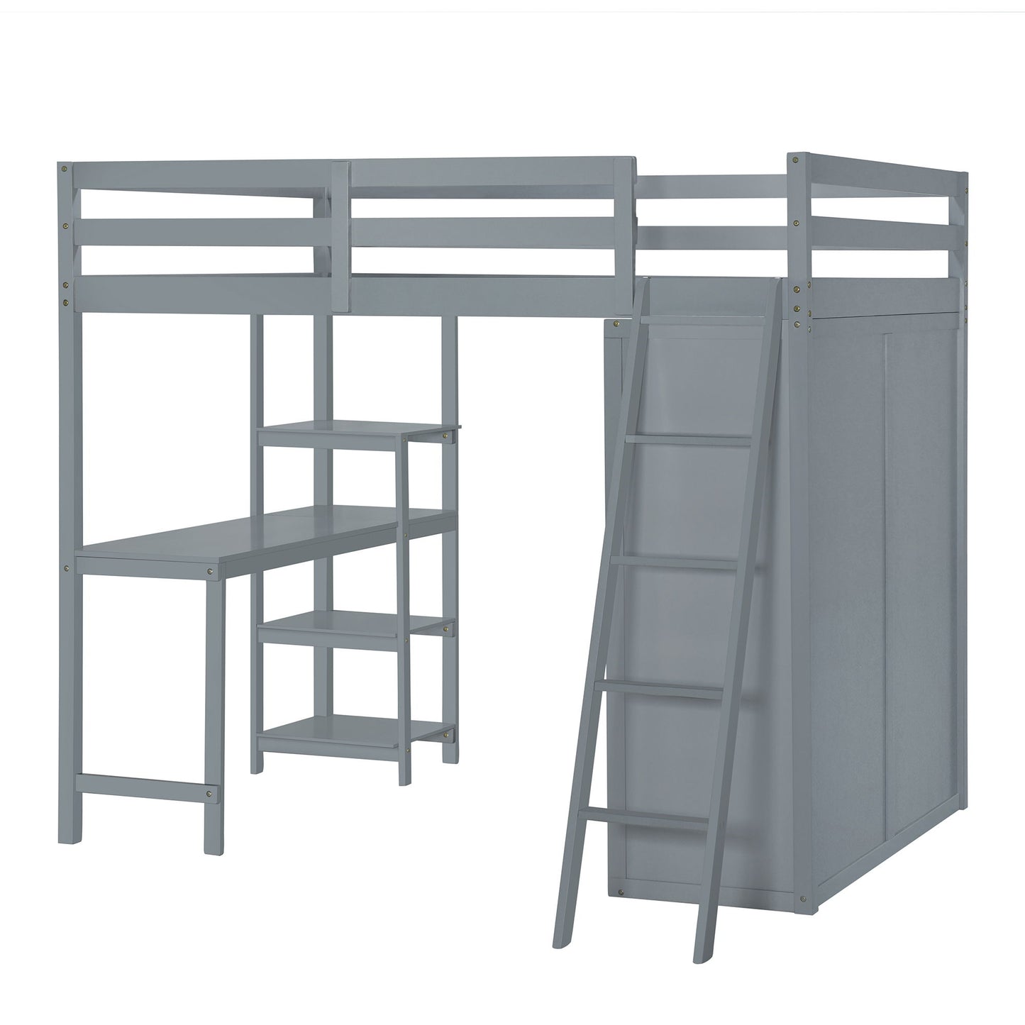 Loft Bed With Wardrobe And Desk And Shelves