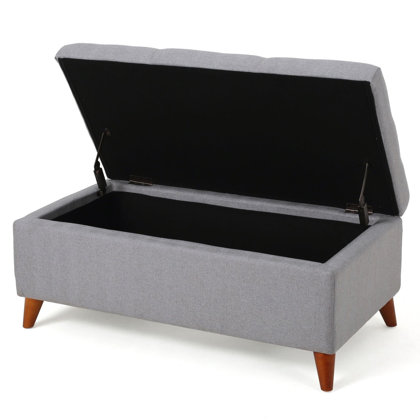 Kinetics - Upholstered Storage Ottoman With Lift-Top And Button Tufted Seat - Light Gray