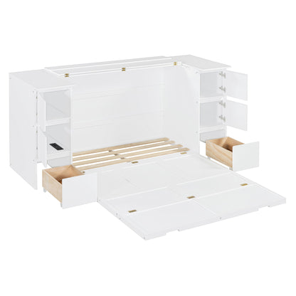 Murphy Bed With Drawers, Cabinets, And USB Ports