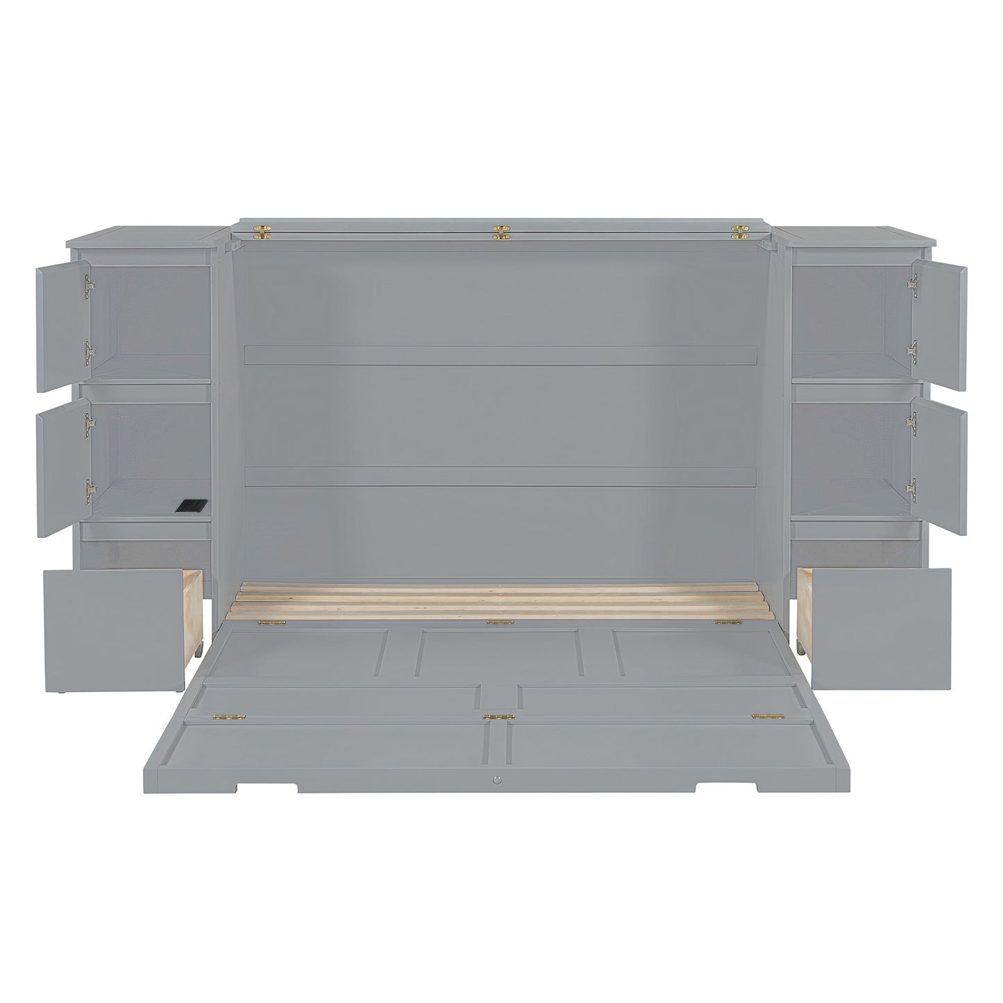 Murphy Bed With Drawers, Cabinets, And USB Ports