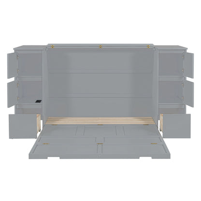 Murphy Bed With Drawers, Cabinets, And USB Ports