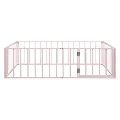 Metal Floor Bed Frame With Fence And Door