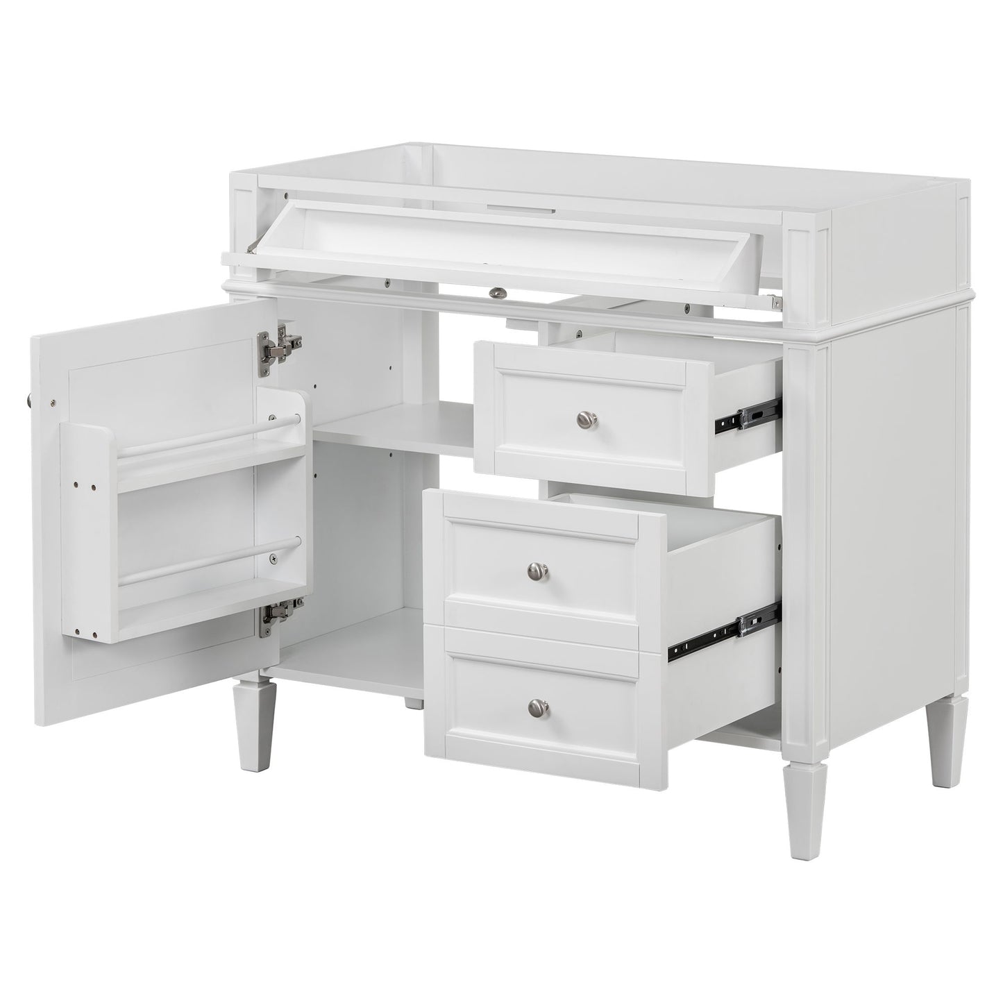 Bathroom Vanity Without Top Sink, Modern Bathroom Storage Cabinet With 2 Drawers And A Tip-Out Drawer