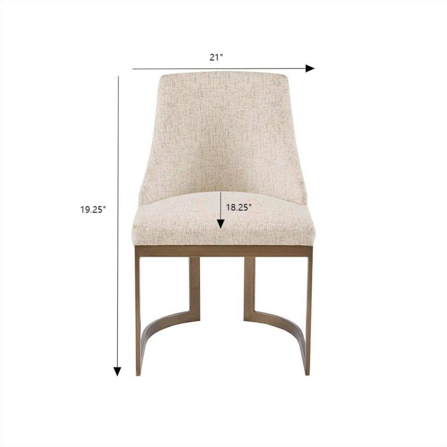 Contemporary Modern Accent Dining Chairs With Antique Gold Metal Frame (Set of 2) - Cream