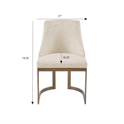 Contemporary Modern Accent Dining Chairs With Antique Gold Metal Frame (Set of 2) - Cream