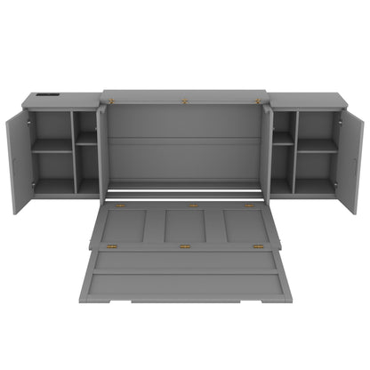 Murphy Bed With Shelves, Cabinets And USB Ports