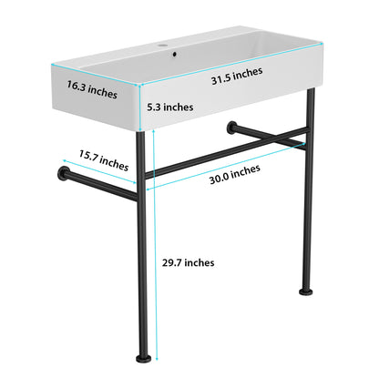 Ceramic Console Bathroom Sink With Overflow