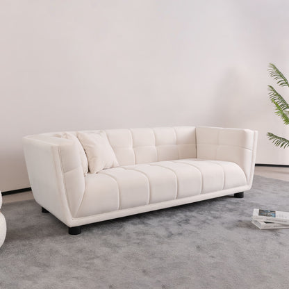 Mid-Century Modern Style Sofa With Velvet Fabric And Solid Wood Feet For 2 People