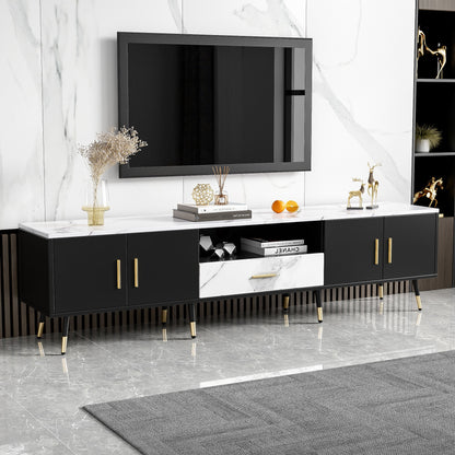 Modern TV Stand With 2 Cabinets & Open Compartments, Entertainment Center For Tvs Up To 80''