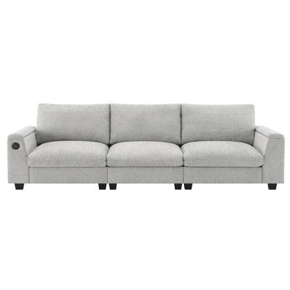 Sectional With Bluetooth Speaker Comfy Cloud Couch Set With Drop Down Table Cup Holders, USB Charger Storage Armrest Wide Seat Sofa
