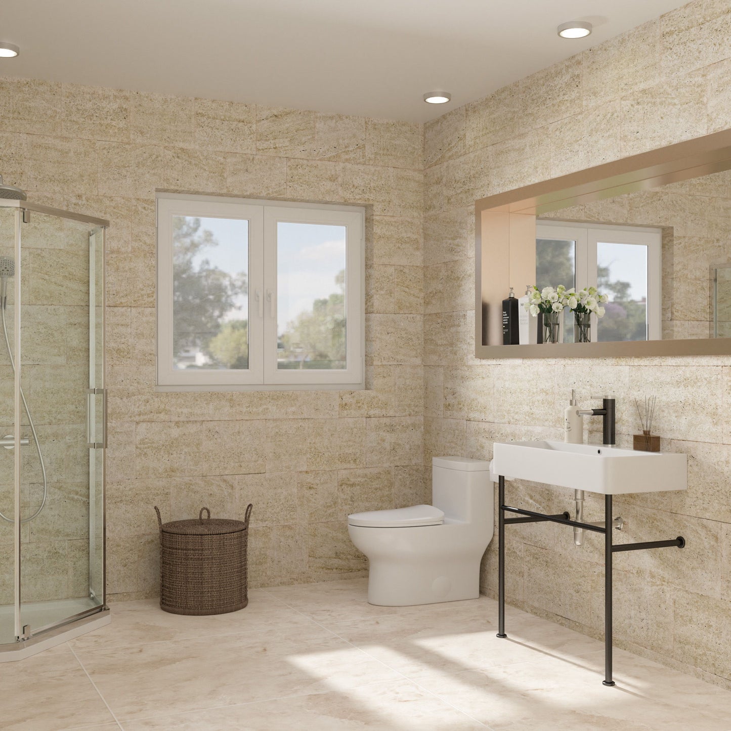 Ceramic Console Bathroom Sink With Overflow