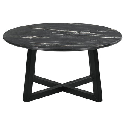Skylark - Round Marble - Like Smart Top Coffee Table - Black