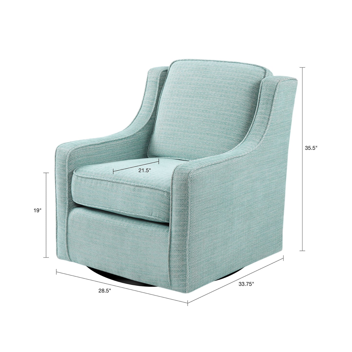 Swivel Chair With Foam Cushion / Black Metal Swivel - Blue
