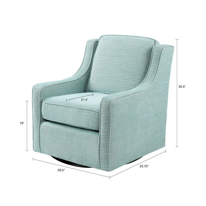 Swivel Chair With Foam Cushion / Black Metal Swivel - Blue