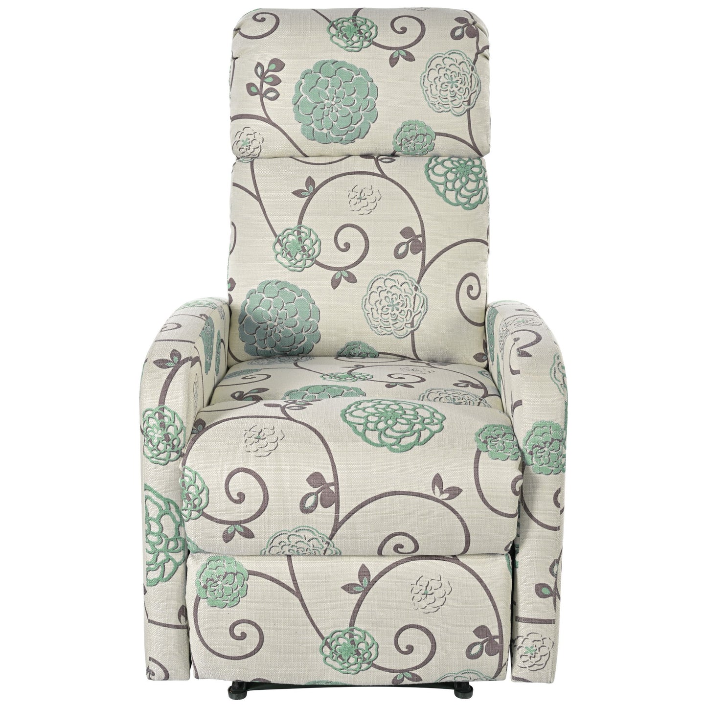 Modern Manual Recliner, Home Theater Chair With Adjustable Backrest For Living Room - Beige / Blue