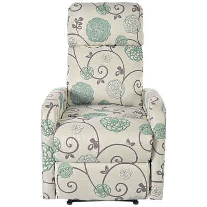Modern Manual Recliner, Home Theater Chair With Adjustable Backrest For Living Room - Beige / Blue