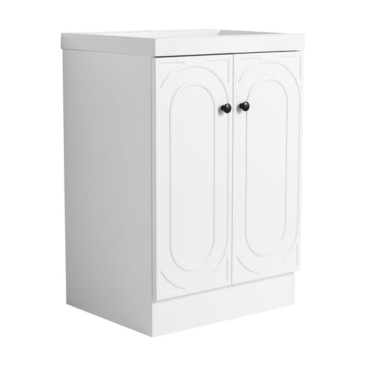 Contemporary Freestanding Bathroom Vanity With Resin Sink & Soft-Close Cabinet Doors