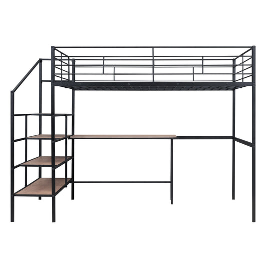 Loft Bed With Desk And Lateral Storage Ladder