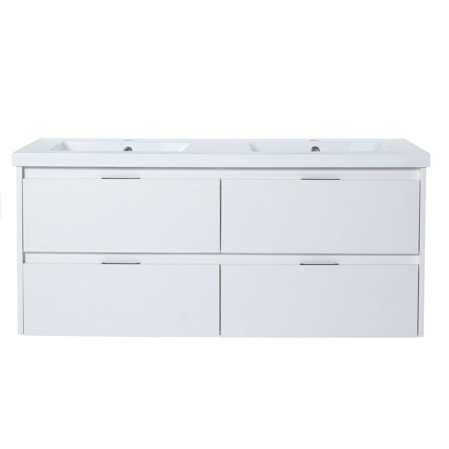 Modern Floating Bathroom Vanity With Dual Resin Sink, Soft Close Drawers