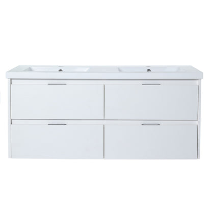 Modern Floating Bathroom Vanity With Dual Resin Sink, Soft Close Drawers