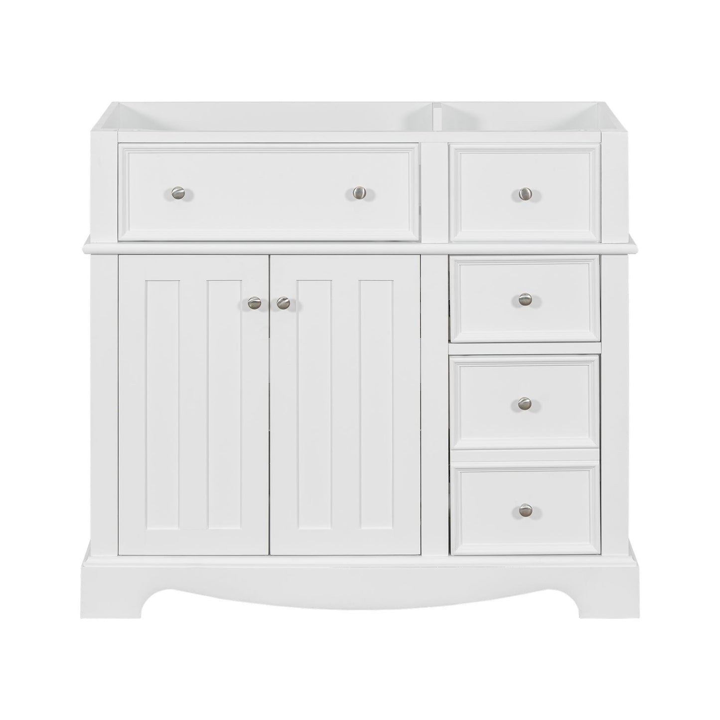 Vanity Without Basin Sink, Frame Bathroom Storage Cabinet, Freestanding Vanity With 3 Drawers & Adjustable Shelf