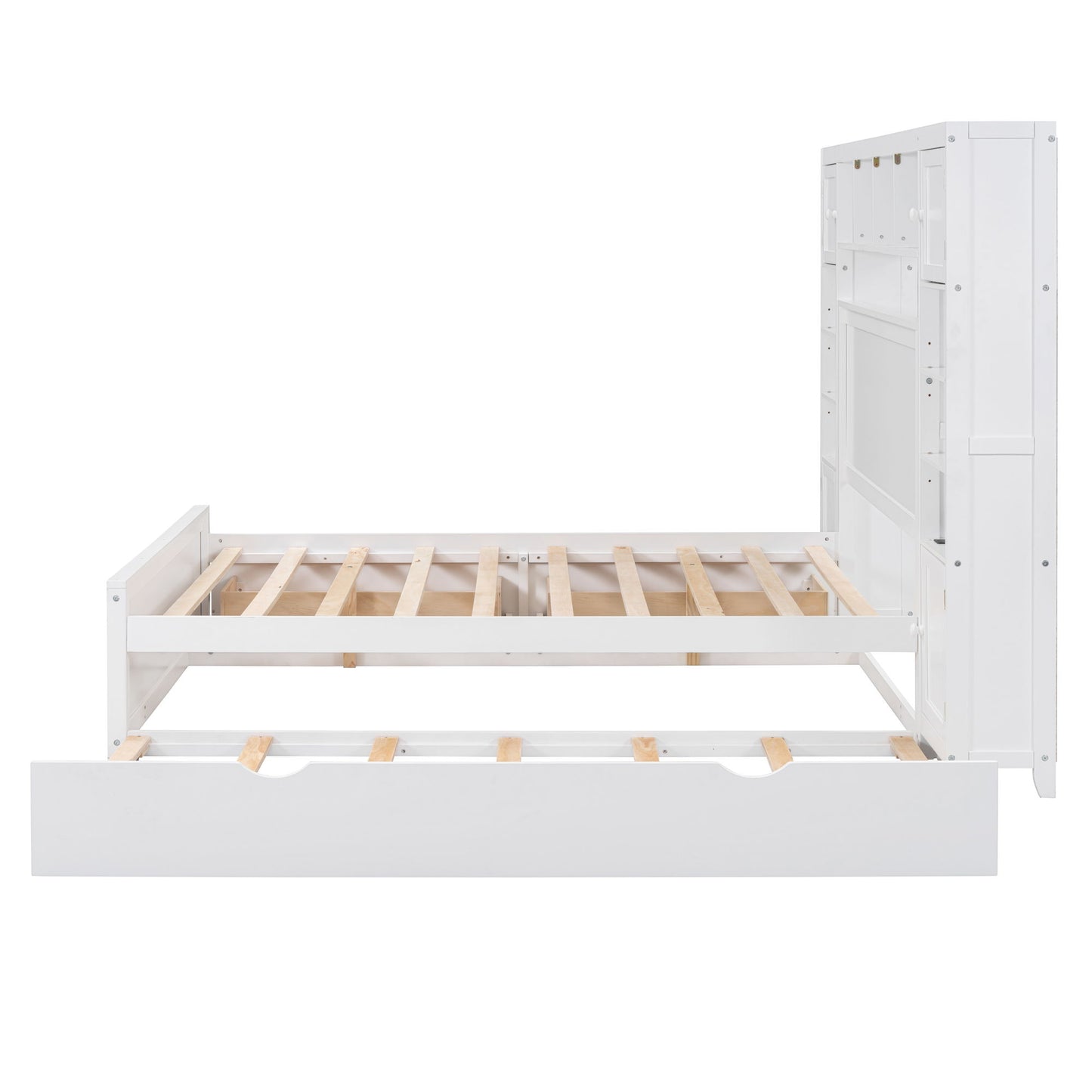 Bed With All In One Cabinet, Shelf And Sockets, Trundle