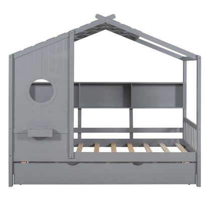 Modern Design House Bed With Storage Shelf