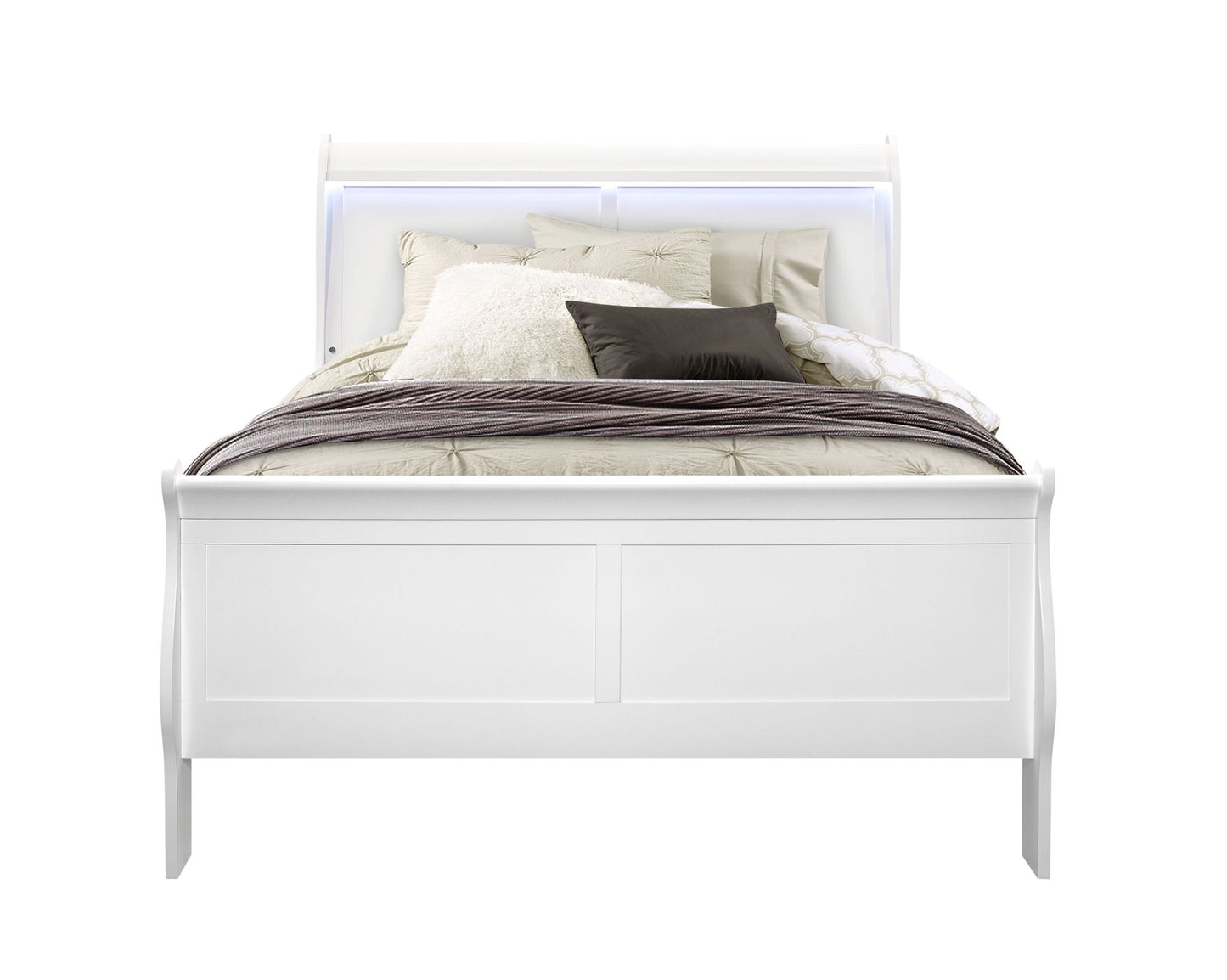 Charlston - Modern Sleigh Design Bed With LED
