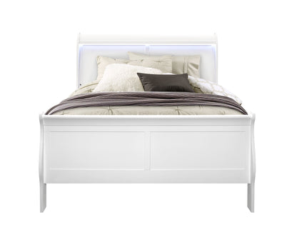 Charlston - Modern Sleigh Design Bed With LED