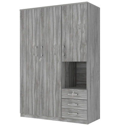 2 Doors Wardrobe Storage For Bedroom With Shelves And 3 Drawers