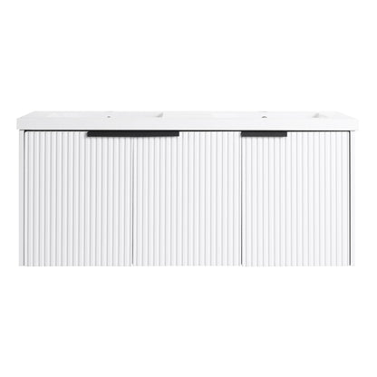 Contemporary Wall Mounted Bathroom Vanity With Resin Double Sink