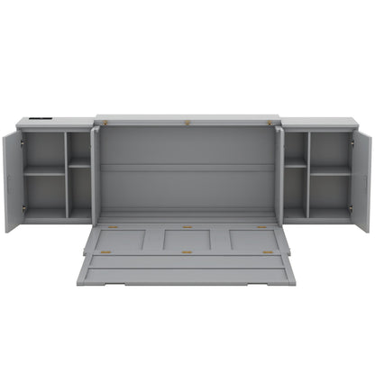 Murphy Bed With Shelves, Cabinets And USB Ports