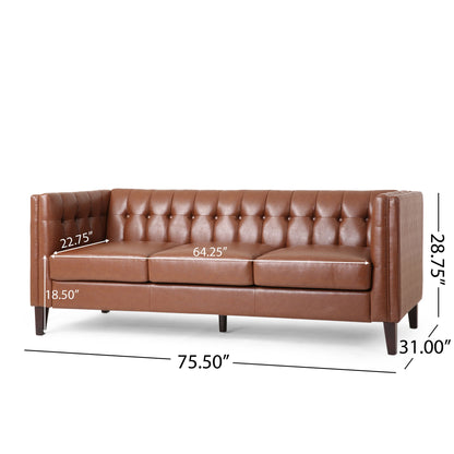 Comfy 3 Seat Sofa With Tufted Back, Modern For Living Room