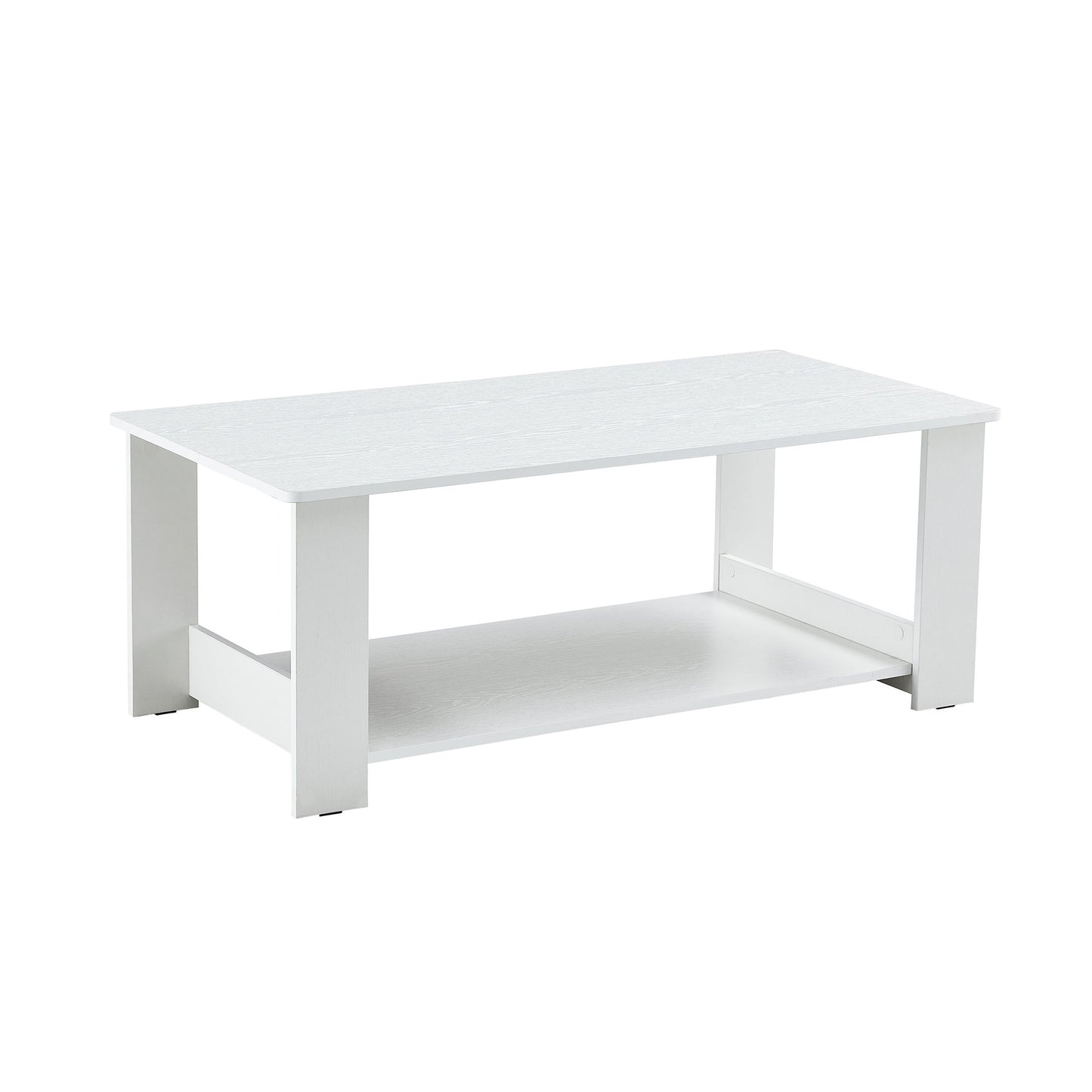 Simple White Textured Coffee Table, Material, Living Room Furniture With Storage Space, Nordic Minimalist Design - White