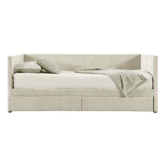 Corduroy Daybed With Two Drawers And Wood Slat