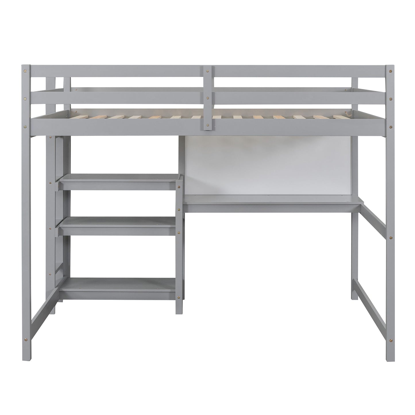 Loft Bed With Shelves, Desk And Writing Board