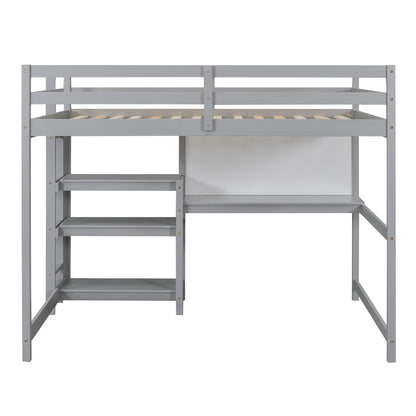 Loft Bed With Shelves, Desk And Writing Board