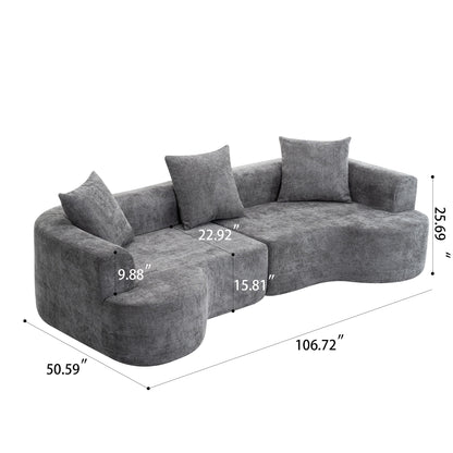 Modern Style Ultra Smooth Curved Sofa With 3 Pillows
