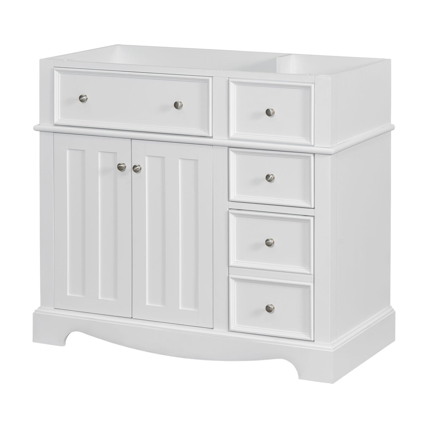Vanity Without Basin Sink, Frame Bathroom Storage Cabinet, Freestanding Vanity With 3 Drawers & Adjustable Shelf