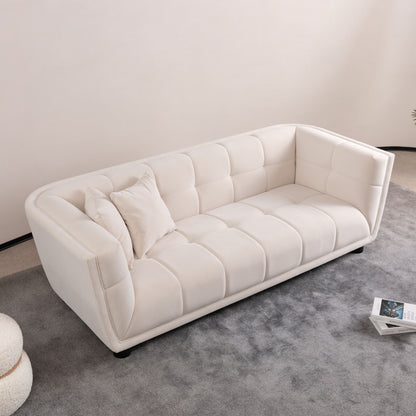 Mid-Century Modern Style Sofa With Velvet Fabric And Solid Wood Feet For 2 People
