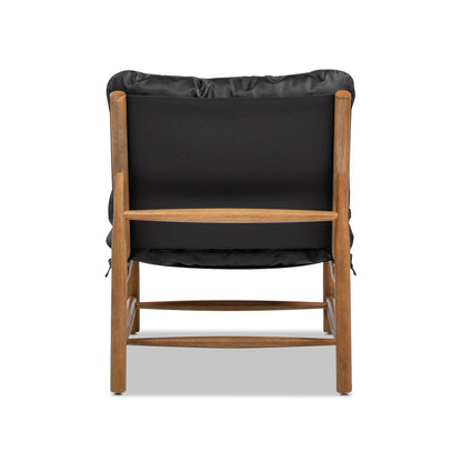 Oxford Leather Mid-Century Modern Accent Chair - Noir Black