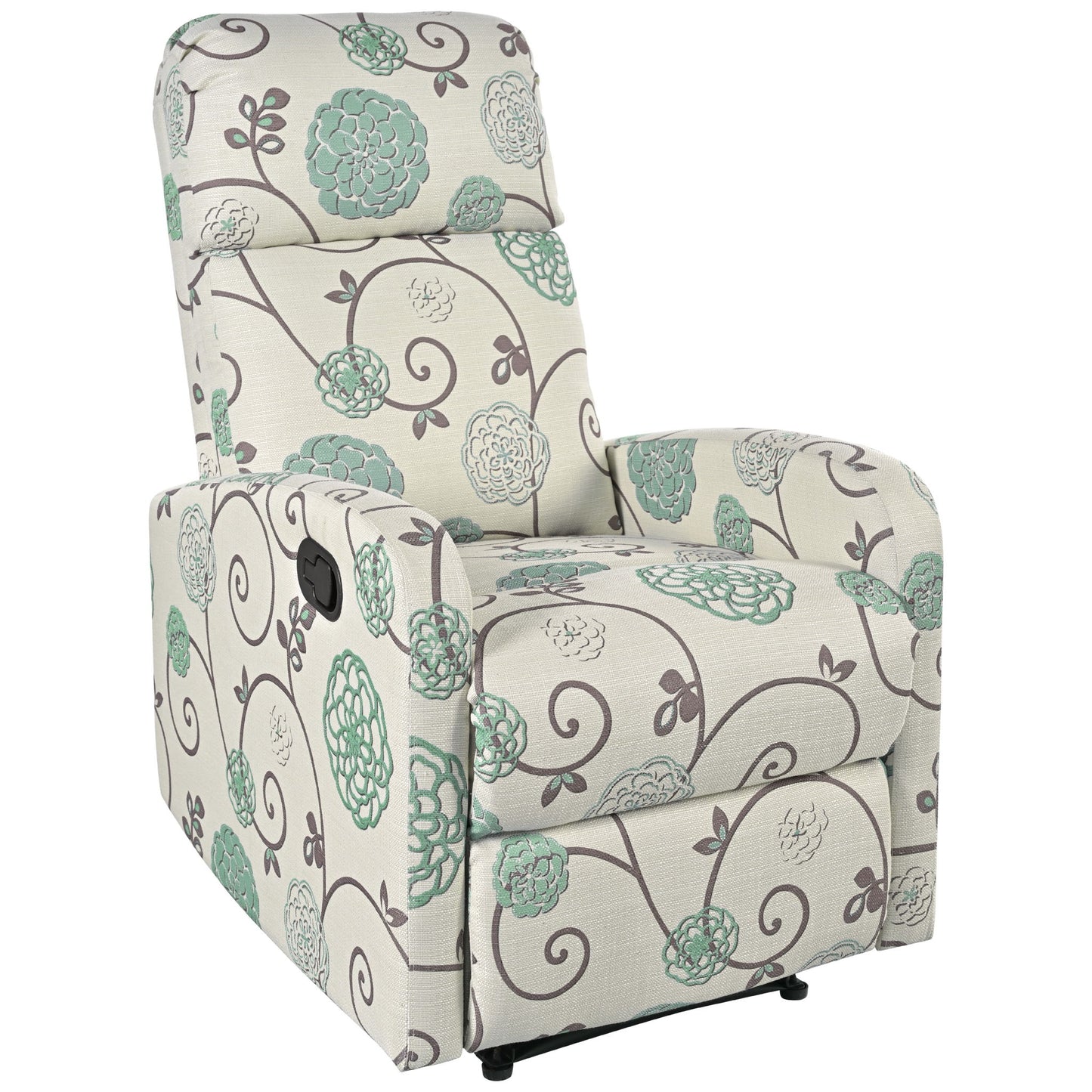 Modern Manual Recliner, Home Theater Chair With Adjustable Backrest For Living Room - Beige / Blue